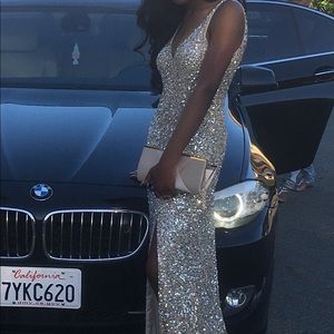 Gold Sequin Mac Duugal Prom Dress